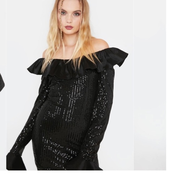 BNWT Ruffle Sequin Mini Dress - Picture 3 of 4